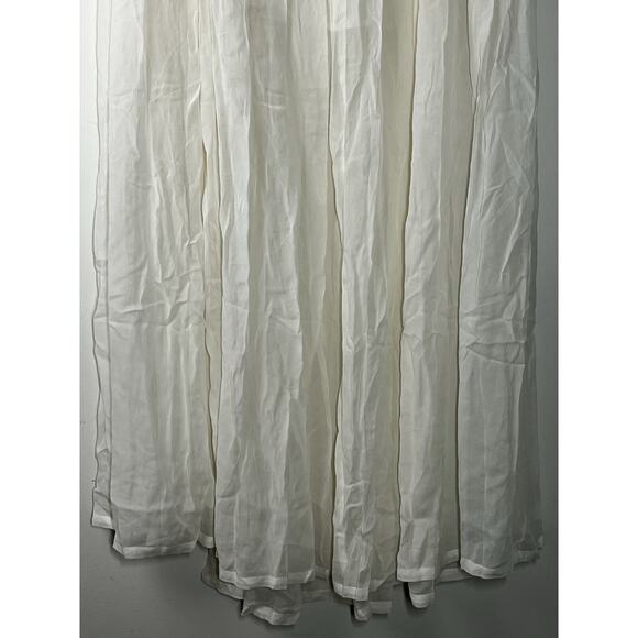 J Crew Collection Maxi Skirt Womens 8 Lightweight Chiffon Ivory Pleated Flowy - Picture 6 of 14